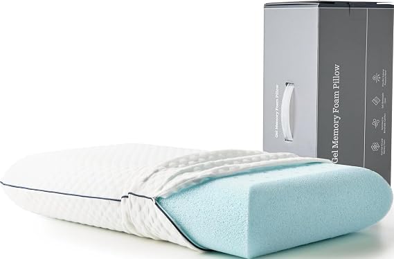 Weekender Cooling Gel Memory Foam Pillow for Sleeping Standard Size, Ventilated Cooling Pillow for Side & Back Sleepers, Neck & Shoulder Support, Medium Firm, Washable Cover