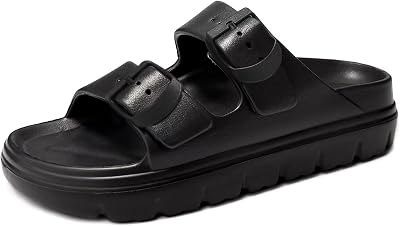 Haifago Womens Platform Sandals with Arch Support, Summer Beach Slides with Adjustable Buckle, Comfort Lightweight Chunky Cushion Slip on Sandal
