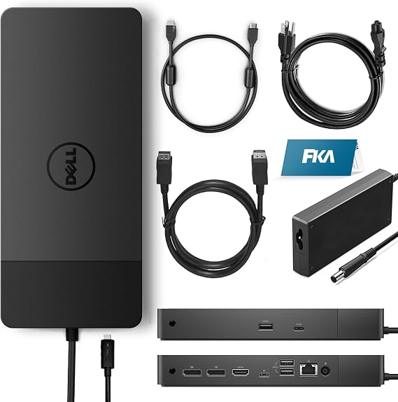 Dell Docking Station WD19 180W, Performance Dock WD19 with 180W Power Adapter + 130W Power Delivery + HDMI Cable + DisplayPort Cable