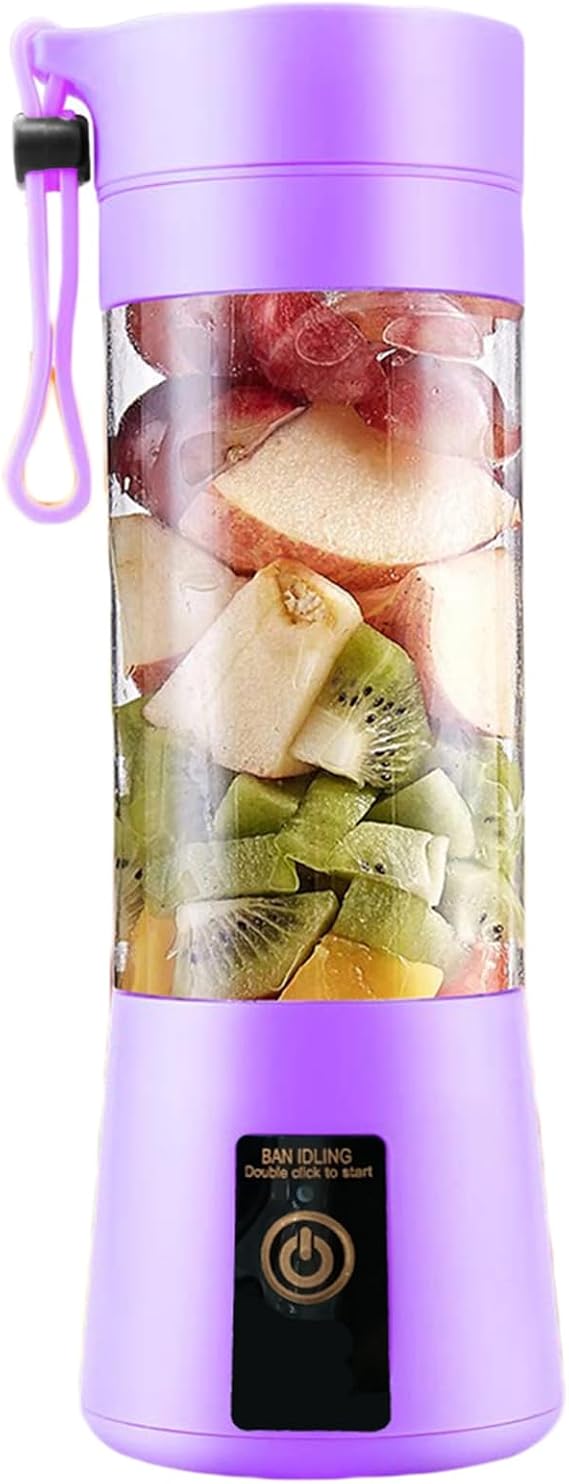 Electric Fruit Extractor Juice Blender, Portable Electric Juicer Cup, USB Rechargeable Blender with 4-Blade, Personal Electric Juicer Cup for Smoothies, Fruit, and Baby Food Purple