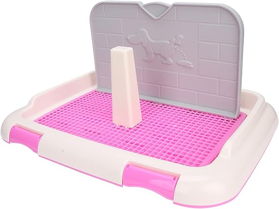 Pet Dog Toilet Litter Box, Portable Indoor Puppy Training Toilet Tray Cat Potty Fence Dog Scheduled Urination Potty Tray(Pink)