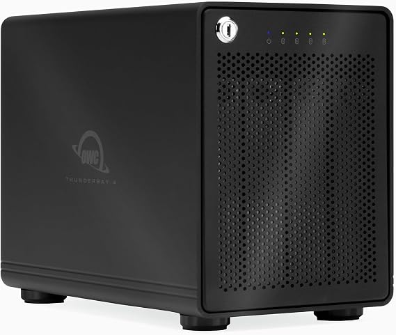 OWC ThunderBay 4 24TB Four-Bay Thunderbolt 40Gb/s Enterprise Drive RAID | Over 1000MB/s RAID 0 Speed - SoftRAID Premium (3 Year) Included - RAID 0/1/4/5/1+0 (10)/JBOD - Pre-configured In RAID 5