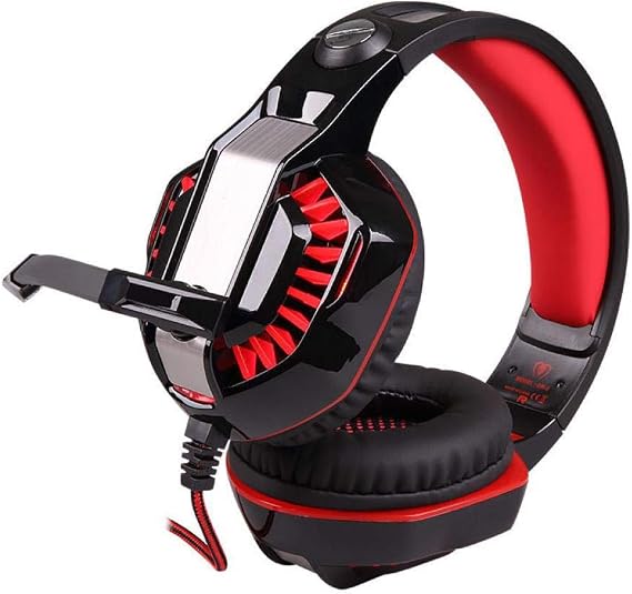 GM-2 Wired Gaming Headset Noise Cancelling Computer PS4 PC Gamer, Black and Red Mic and Deep Bass Stereo Gamer Headphones
