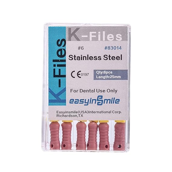 Easyinsmile Dental Endo Hand Use K-Files 25MM Endodontic Stainless Steel Files (6#)