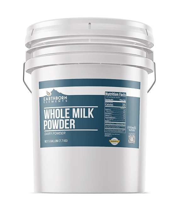 Earthborn Elements, Whole Milk Powder, 17 Lb | For baking, dry mixes, sauces, soups, beverages, desserts, and recipe preparation