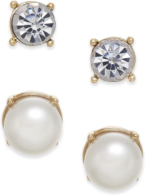 Charter Club Gold-Tone Colored Imitation Pearl 2-Pc. Set Stud Earrings
