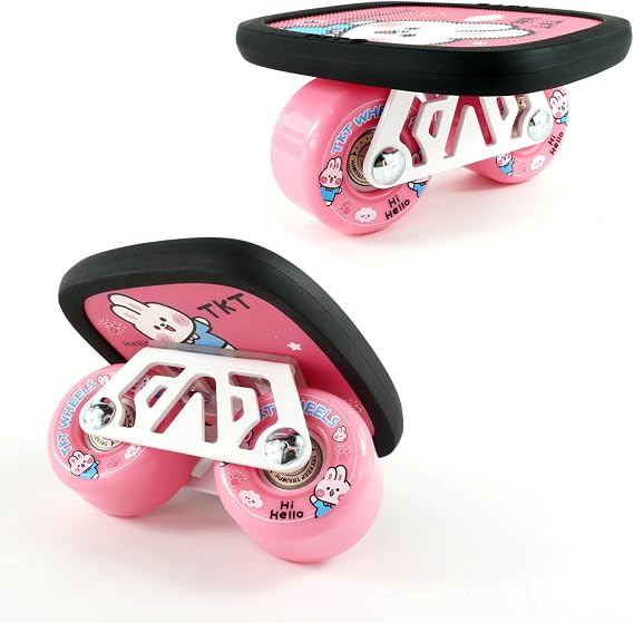 TKT FreeSkates Portable Roller Road Kids Beginner Drift Skates Split Skate Trumpet Maple Drift Board(Pink)