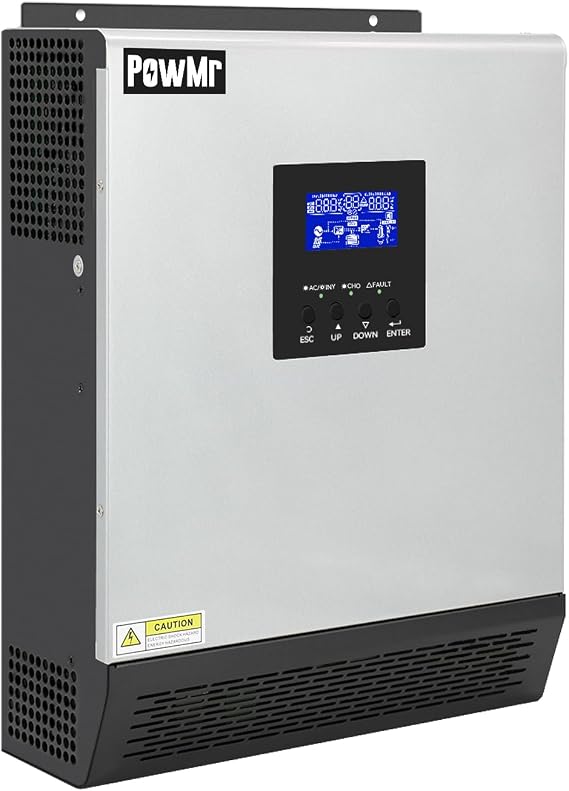 PowMr 2400W Solar Inverter, 24VDC to 110V/120VAC, Pure sine Wave Inverter with 50A PWM Charge Controller, Suitable for Homes, RV and can be Used with 24V Lead-Acid (FLD, SLA, AGM,Gel) Batteries