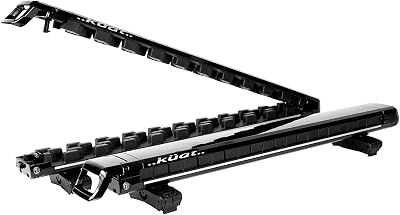 KUAT Grip 6 Durable Universal Car SUV Rooftop Crossbars Mounted Winter Sports Gear Hauling Transportation Slide-Out Locking Clamshell Rack, Fits 6 Skis4 Snowboards - Black Metallic with Gray Anodize