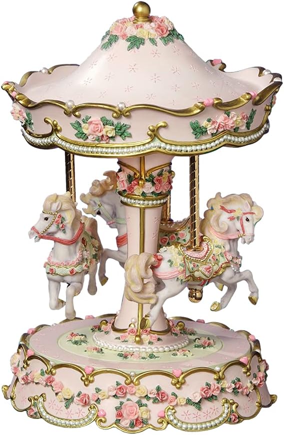 San Francisco Music Box Hearts and Roses Musical Carousel