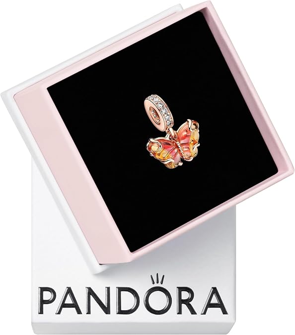 PANDORA Moments Pink & Yellow Murano Glass Butterfly Charm