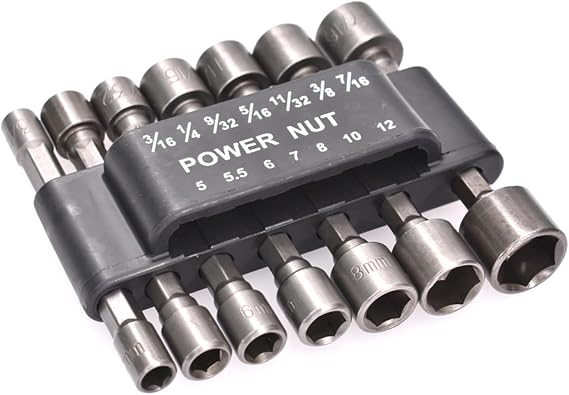 14 Pcs Socket Nut Driver Set,1/4'' Hex Nut Setter Driver,Powerful Socket Combination Quick Change Drill Bits Sets for Electric Hand Drill, Screwdriver