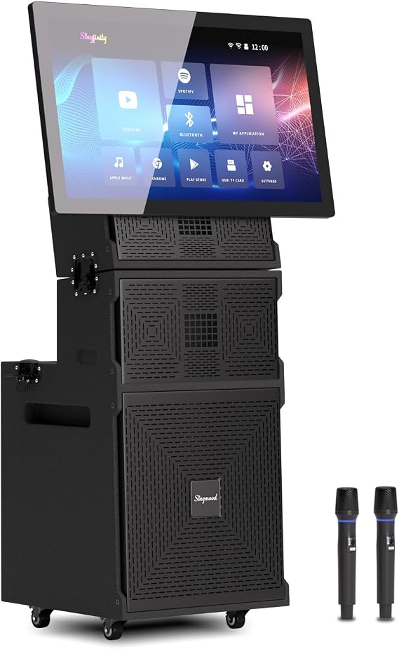 Karaoke Machine for Adults with Lyrics Display, Portable Built-in 21 Inches Tablet with 2 Wireless Microphones,1200W Peak Power Bluetooth Portable Karaoke System for Any Occasion (S-200) (21 inch)