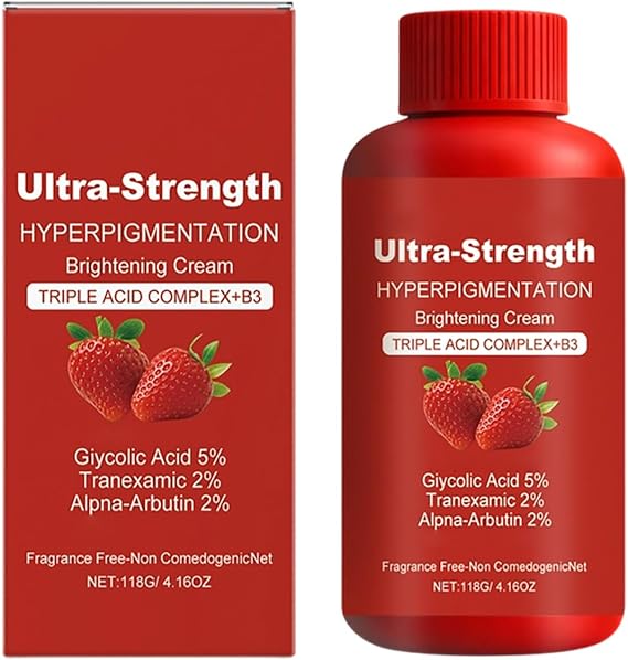 Strawberry Hyperpigmentation Cream, Lightening And Bleaching Cream For Dark And Uneven Tone, Strawberry Body Oil 118g (1)