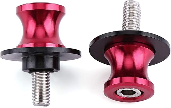 2PCS Motorcycle Swing Arm Spool, 6/8/10 mm Motorcycle High Strength CNC Rear Stand Swing Arm Spool Sliders Stand Swingarm Bobbins Accessory (10mm red) motorbike bobbins