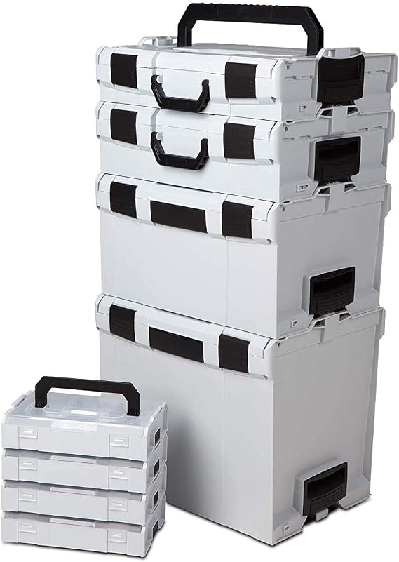 Stackable Storage Box L-BOXX Grey Sizes 102 to 374 with 4 LBOXX Mini ​