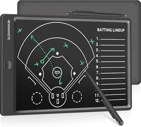 Electronic Baseball Coach Board - Premium Tactical Marker Board with Large LCD Screen and Stylus Pen, Digital Rechargeable Baseball Training Equipment for Coach and Game Plan