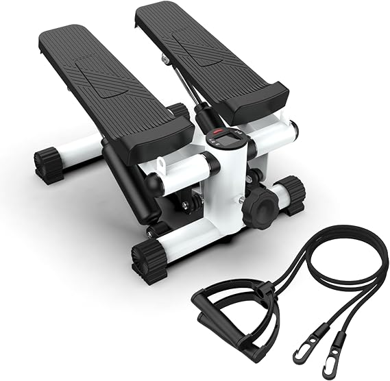 Mini Steppers for Exercise at Home, Stair Steppers Machine with Resistance Band, Hydraulic Fitness Stepper Exercise Home Workout Equipment for Full Body Workout