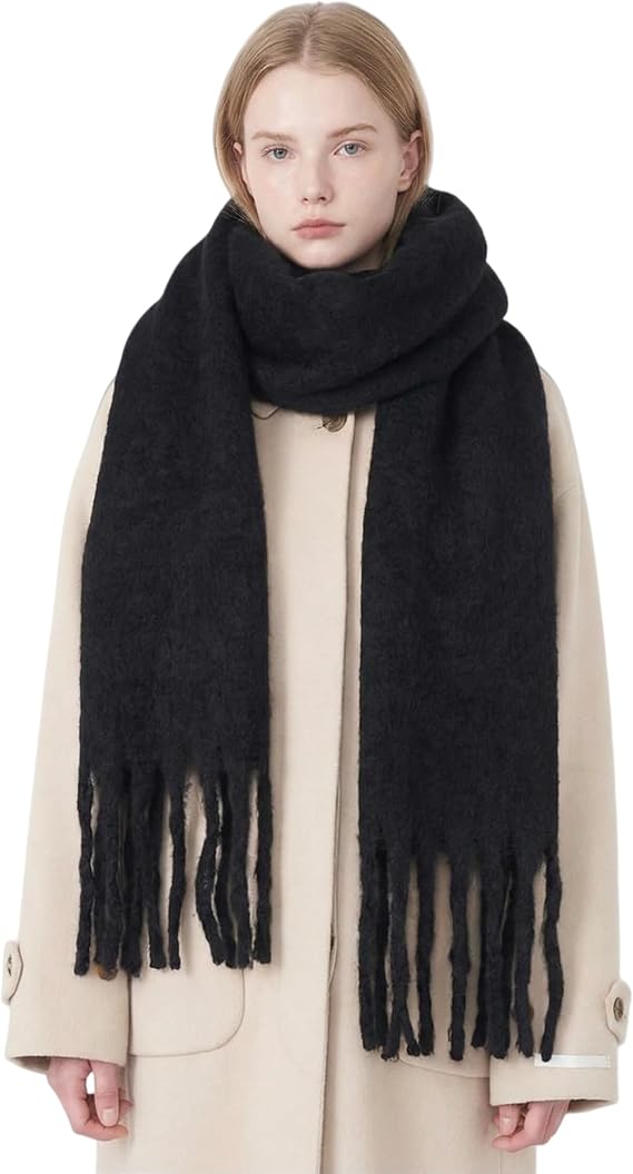 Chunky Scarf for Women Winter Oversized Thick Warm Tassel Scarves Cold Weather Large Blanket Soft Warm Shawl Wraps