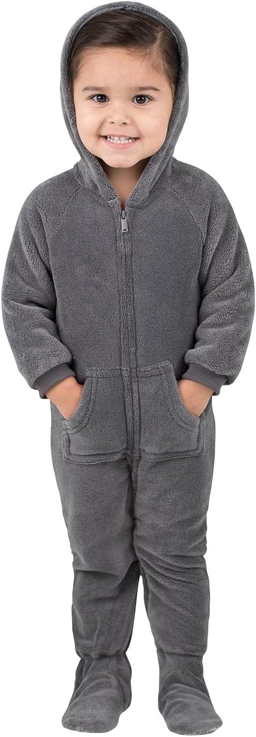 Footed Pajamas - Howling Moon Infant Hoodie Chenille One Piece - Infant - Small (Fits 0-3mos.) Gray