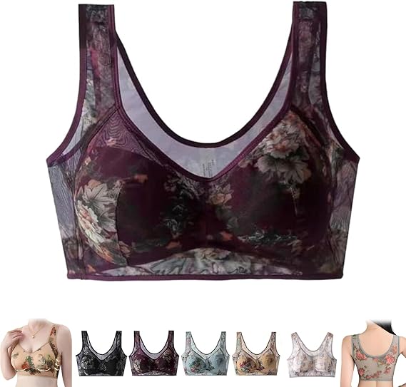 Ice Silk Lace Cooling Comfort Bra, Lace Buttonless Comfortable Bra