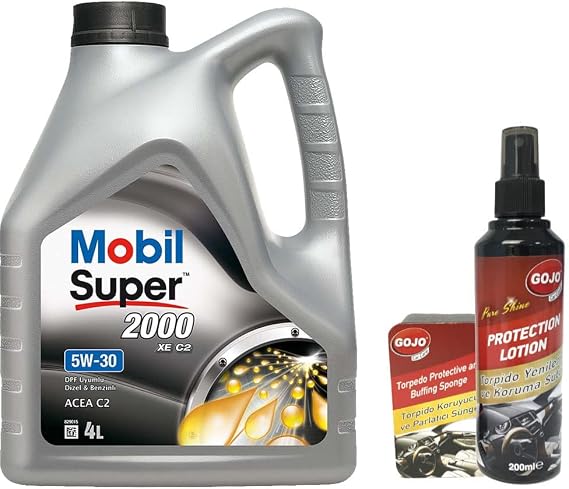 Mobil Super 2000 XE C2 5W30 Motor Yağı 4 L + 00117 Gojo Araç Bakım Seti