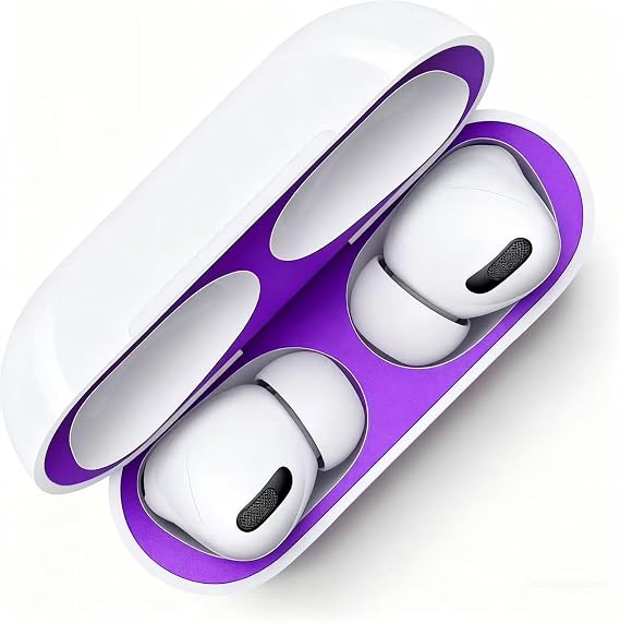 2セットダストガードダストガードステッカー Apple AirPods Pro 32025対応 - 防塵フィルム、鉄/金属ほこりから保護、ウルトラスリムフィルム、カバープロテクト充電ケースパープル+パープル