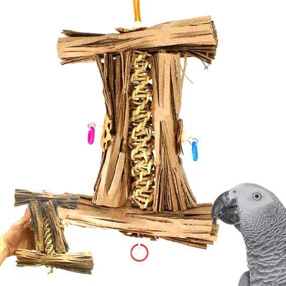 Bonka Bird Toys 1547 Natural Helix Shreddable Bird Toys for Parakeets, Conures & Cockatiels Natural Chewing & Foraging Bird Toy Small Bird Enrichment Toy