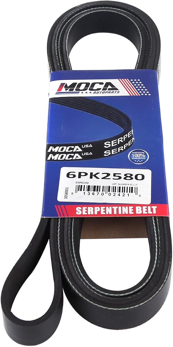 6PK2580 Serpentine Belt fit 2009-2018 for Dodge Journey, 2007-2017 for Jeep Patriot, 1998-2002 for GMC Savana 2500, 1994-2002 for Mercedes-Benz SL600, 2011-2014 for Chrysler 200