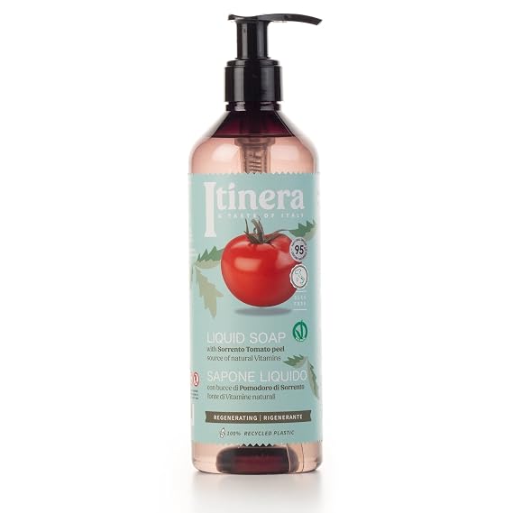 ITINERA Regenerating Liquid Soap with Sorrento tomato peel (12.51 fl oz) - with Aloe vera and Glycerine - Vegan Friendly - 95% Natural Origin Ingredients