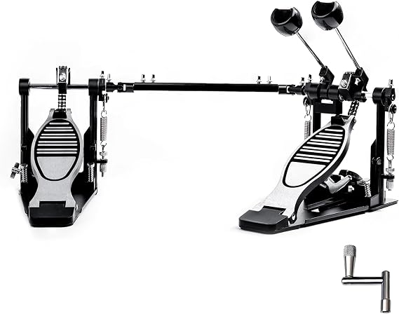 Double Bass Drum Pedal, Double Chain Kick Drum Pedal (V-HT12) | Double Kick Drum Pedal with Single Chain, Smooth Response, Stable Base, Adjustable Control Double Bass Pedal for Bass Drum