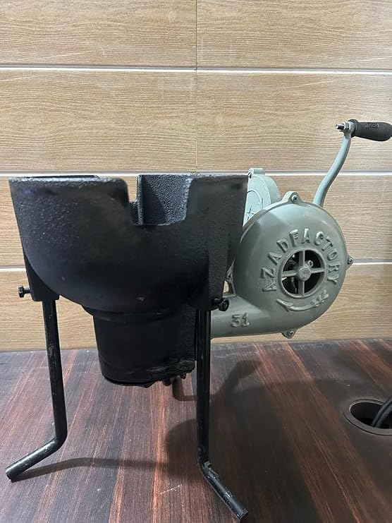 Blacksmith Coal Forge Furnace with Hand Blower Pedal Type Handle Forging Tools Equipment, Black/ Grey, ASW354