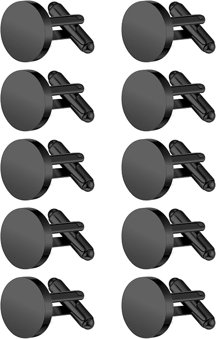 Newcotte 5 Pairs Cufflinks for Men Round Silver Cufflinks Mens Classic Stainless Steel Cuff Links Set for Wedding Gifts
