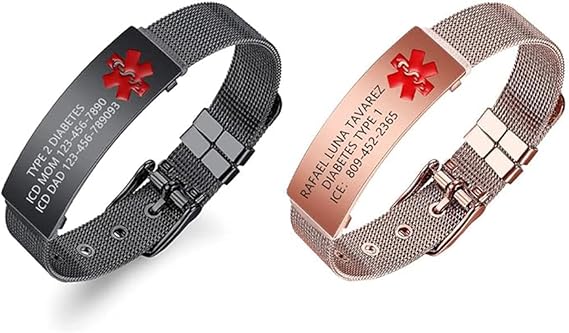 Medical Alert Bracelet Custom Engraving Medic Info ID Bracelet Customized Emergency Medical Bracelets Personalized Gifts for Men Women Dad Fathers Day