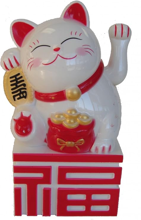 5.5" White Japanese Maneki Neko Beckoning Money Good Fortune Waiving Lucky Cat