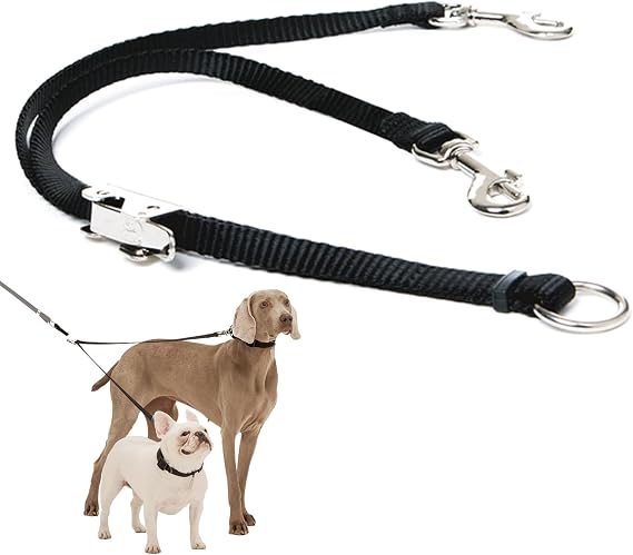 Sporn Dog Leash Splitter for Two Dogs - No Tangle Double Dog Leash Coupler/Connector with Swivel Clips, Adjustable Dual Attachment for Tangle-Free Tandem Walks with 2 Dogs, Medium/Large (Coupler Only)