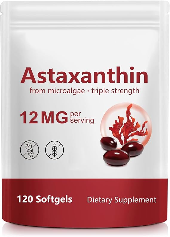 Astaxanthin Supplements, Supports Eye, Joint, Internal Circulation, Skin Health, Astaxanthina Antioxidant Supplements (1Bag120P)