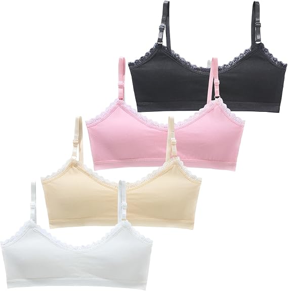 Soft Training Bra for Girls 10-15 Years - Adjustable Strap Girls Bras | Cami Tank Top with Lace Trim