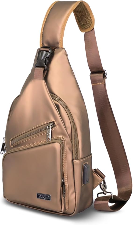 AMJ Crossbody Sling Bag Men Women, Casual Shoulder Backpack, Chest Daypack Satchel for Hiking Travel