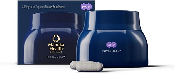 Manuka Health Royal Jelly Supplement with Biotin, Collagen & Hyaluronic Acid Skin Care Supplements for Daily Beauty, Skin Health & Rejuvenation 80 Capsules (80-Day Supply)