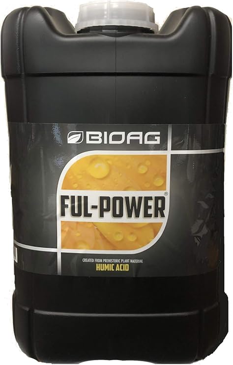 BIOAG Ful-Power Liquid Organic Humic Acid Amendment - Fulpower Increases Yield in Hydroponics, Soil, Soilless Media - Plant Nutrient (5 gal)