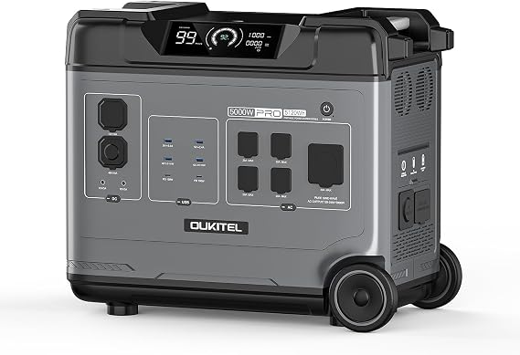 Oukitel BP5000 Pro MAX (5120Wh/5000W) Solar Generator with 120V/240V Split Phase Output, 9000W Peak Power Station for Home Backup, Portable Power Station for Emergencies, Camping,Off-Grid
