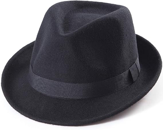 Straw Trilby Fedora Hat for Men Women 1920s Wool Felt Panama 7 1/4 | Adjustable, fits head 22"-22.8", Classic retro 20s Accessories, Outdoor, Casual short brim, with Crush-Free Hat Packaging