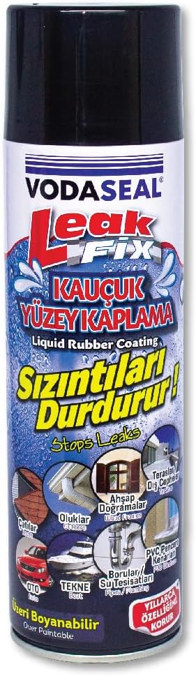 Vodaseal Leak Fix Sprey Kauçuk Kaplama, Siyah, 396Gr