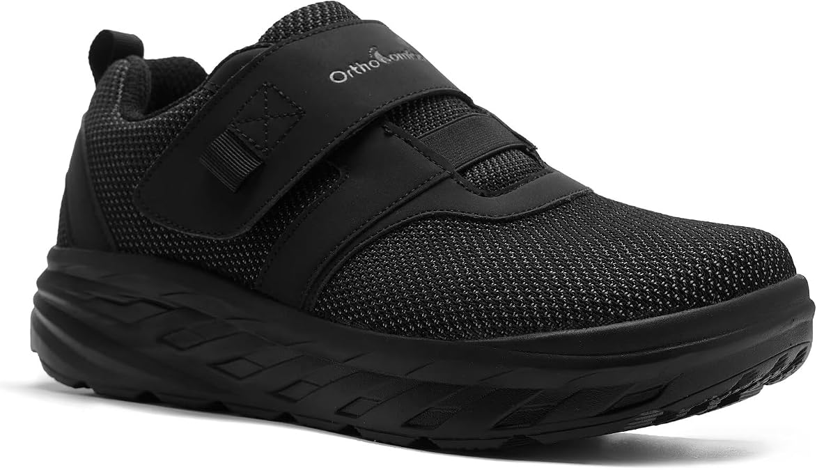 OrthoComfoot Women's Orthopedic Diabetic Wide Walking Shoes: Comfortable Arch Support Plantar Fasciitis Loafers, Orthotic High Arch Swollen Feet Adjustable Work Casual Shoes for Ankle and Heel Pain