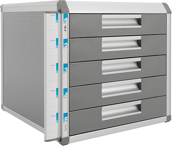 5 Drawer File Cabinet with Lock, Metal Filing Cabinet Vertical File Storage Cabinet with Drawers, Office Papers Organizer Drawer Organizer (5 Small Layers)