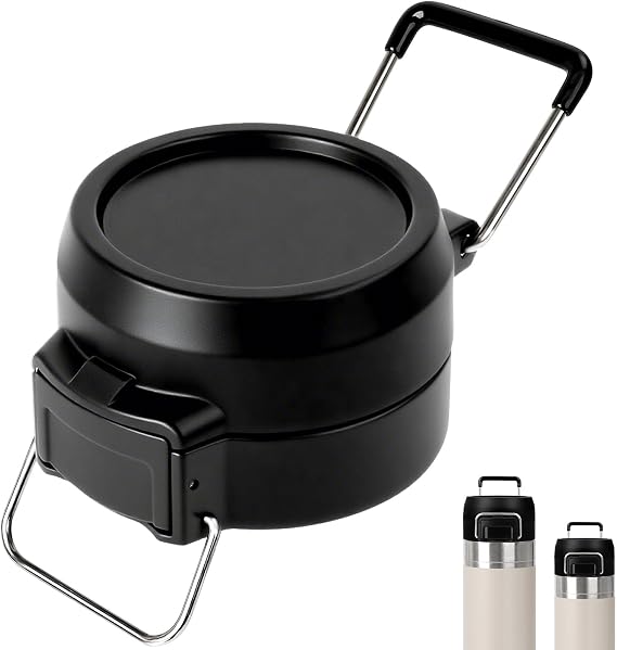 Stanley Quick Flip GO Lid Replacement, Stanley 24oz / 36oz Cover Cap, BPA Free Push Button, Leak Proof Lid with Carry Loop for Travel/Sports, Spill Proof Reusable Top for Stanley Accessories, Black