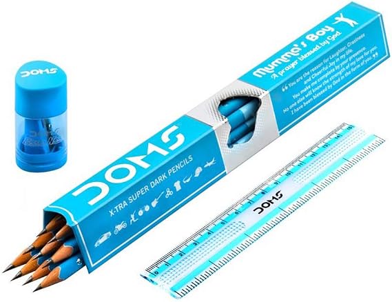 DOMS Mumma's Boy: A Prayer Blessed by God - Pencils Combo (Set of 5 Packets - 50 Pencils, Free: one Doms Chalk Holder including One Doms Dustless Chalk)