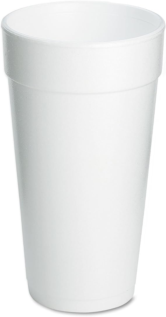 Dart 20J16 3.7" Top & 2.4" Bottom Diameter, 6.1" Height, Big Drink Foam Cup, 20 oz, (1 Pack of 25)