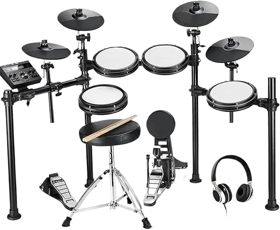 electronic drum set Electric Drum Kit With Quiet Mesh Drum Pads, 2 Cymbals W/Choke 31 Kits And 450+ Sounds Throne
